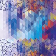 Background with triangles and hand-drawn ornament