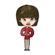 cartoon woman gesturing at herself N15