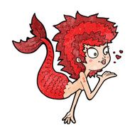 cartoon mermaid blowing a kiss N13