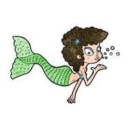 cartoon mermaid blowing kiss N14