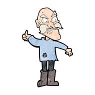 cartoon angry old man in patched clothing N15