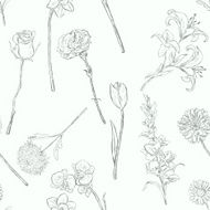 Vector Seamless Pattern of Flowers N11