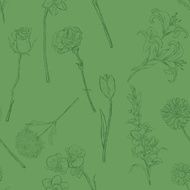Vector Seamless Pattern of Flowers N12