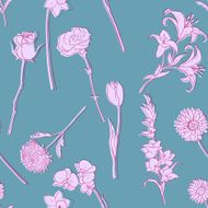 Vector Seamless Pattern of Flowers N15