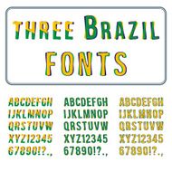 Brazil Style Font Set Hand Drawn Alphabet with Digits Vector