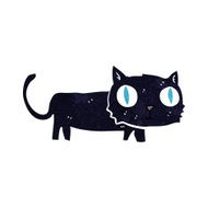 cartoon black cat N98