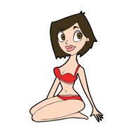 cartoon pretty woman in underwear N12