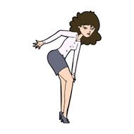 cartoon annoyed woman rubbing knee N14
