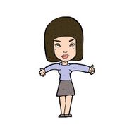 cartoon woman giving thumbs up symbol N102