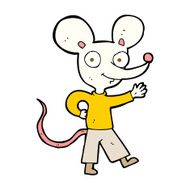 cartoon waving mouse N13