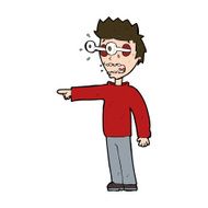 cartoon man with popping out eyes N45
