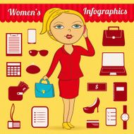 Business woman vector infographic set