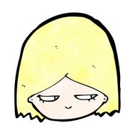 cartoon blond girl&#039;s face looking annoyed N2