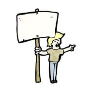 cartoon protester with sign N14