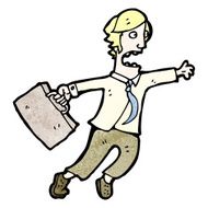 cartoon man rushing around N2