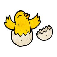 cartoon bird hatching from egg N8