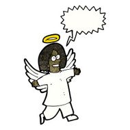 cartoon angel with speech bubble N20