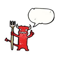 cartoon little devil with speech bubble N36