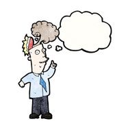 cartoon businessman with overheated brain