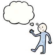 cartoon man with thought bubble N95