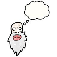 cartoon old man with thought bubble N39