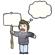 cartoon political protester with sign N6