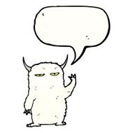 cartoon yeti with speech bubble N4