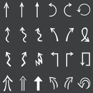 Vector Set of 24 White Arrows