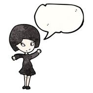 Cartoon Goth Girl With Speech Bubble N5