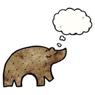 cartoon bear with thought bubble N74