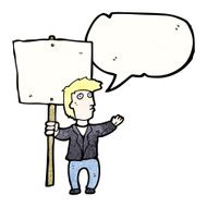 cartoon chanting protester with sign N8