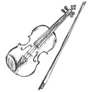 Vector Sketch Violin with Fiddle-bow