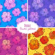 Hand drawn flower seamless patterns set N2