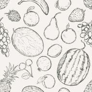 Vector Seamless Pattern of Sketch Fruits N2