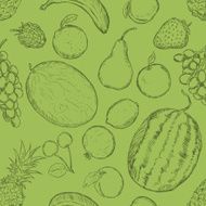 Vector Seamless Pattern of Sketch Fruits N3