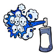 cartoon graffiti skull spray can N20