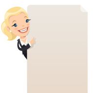 Businesswoman looking at blank poster