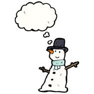 cartoon snowman with thought bubble N26