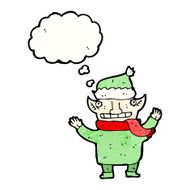 cartoon elf with thought bubble N14