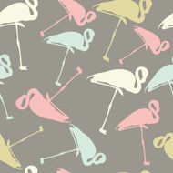 Geometric seamless texture with colored flamingos
