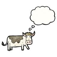 cartoon cow with thought bubble N49