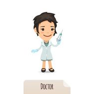 Doctor looking with vaccine