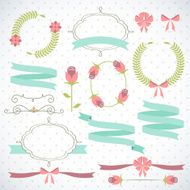 Set of retro ribbons and frames N2