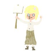 cartoon hippie girl with protest sign N13