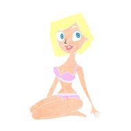 cartoon pretty woman in underwear N13