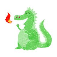 cartoon fire breathing dragon N28