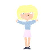 cartoon woman raising arms in air N14