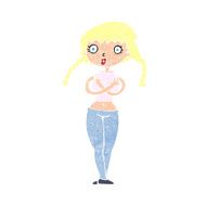cartoon offended woman covering herself N11