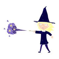 cartoon witch girl casting spell N33