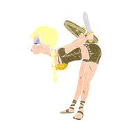 cartoon viking girl bowing N14